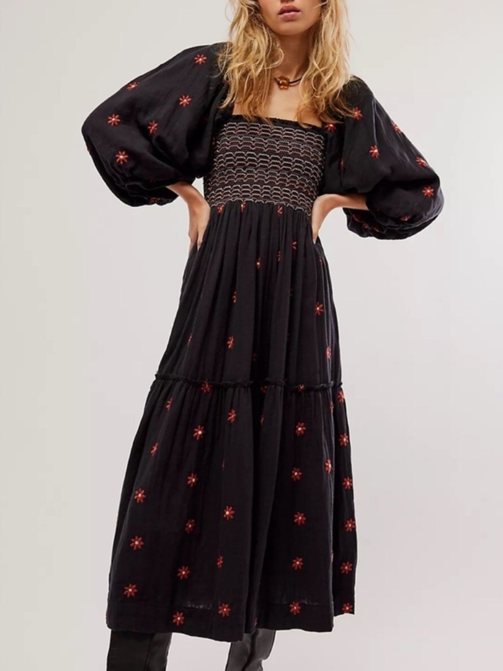 Free People Dahlia Embroidered Maxi Dress